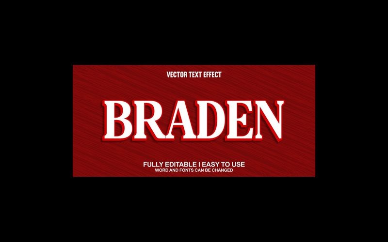 Braden helt redigerbar vektor 3D-texteffekt