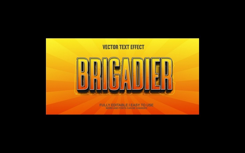 Brigadier Efeito de texto 3D vetorial totalmente editável