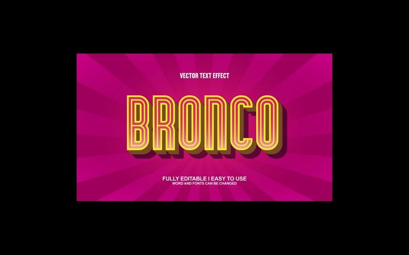 Bronco helt redigerbar vektor 3D-texteffekt