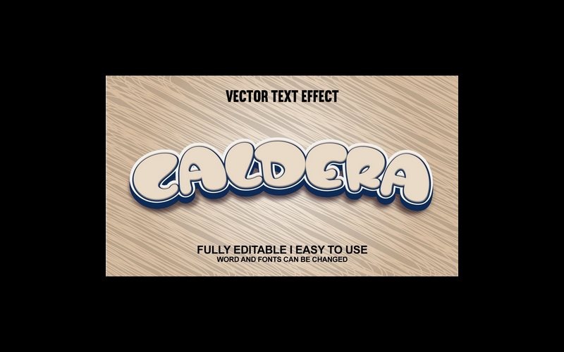 Caldera helt redigerbar vektor 3D texteffekt