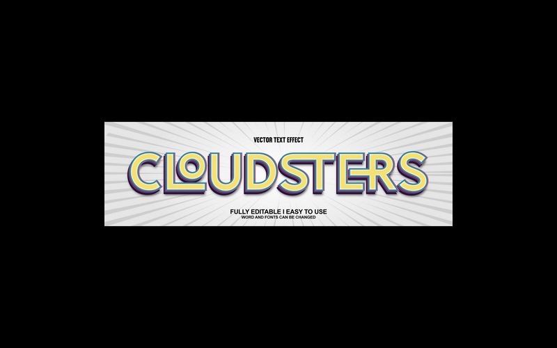 Cloudsters helt redigerbar vektor 3D-texteffekt