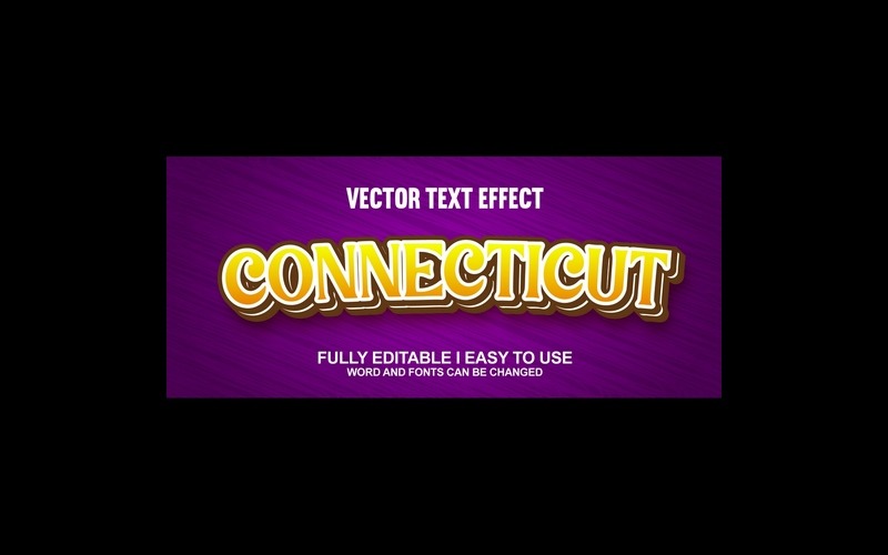 Connecticut helt redigerbar vektor 3D-texteffekt