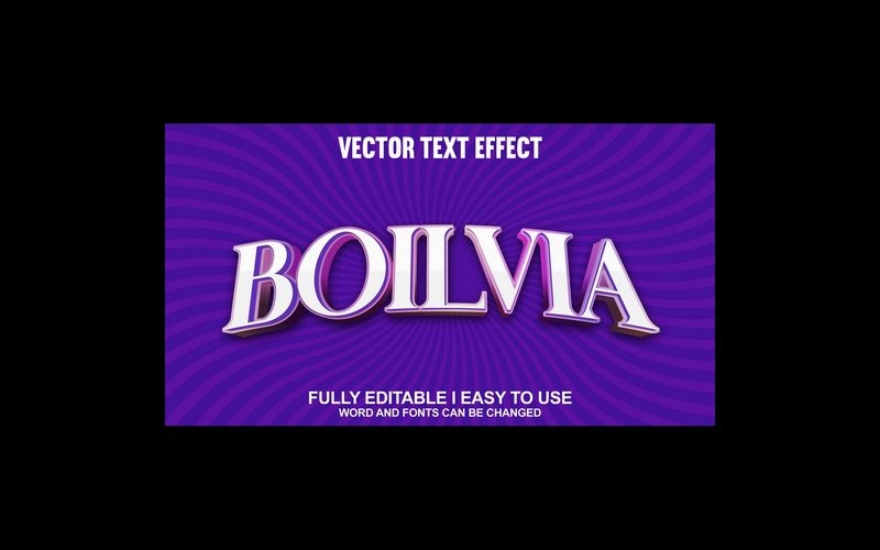 Efecto de texto 3D vectorial totalmente editable de Boilvia