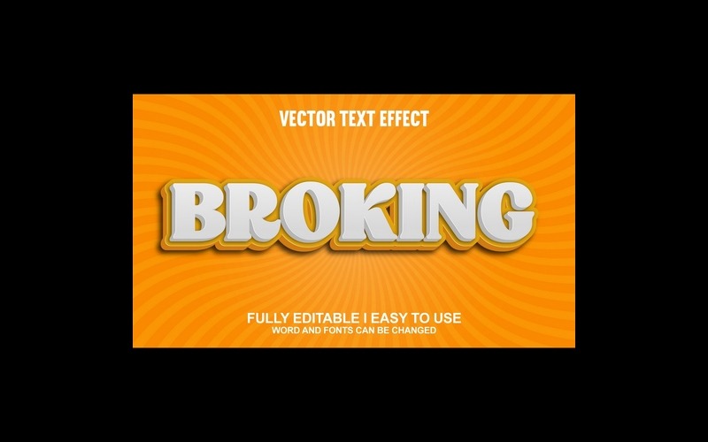 Efecto de texto 3D vectorial totalmente editable de Broking