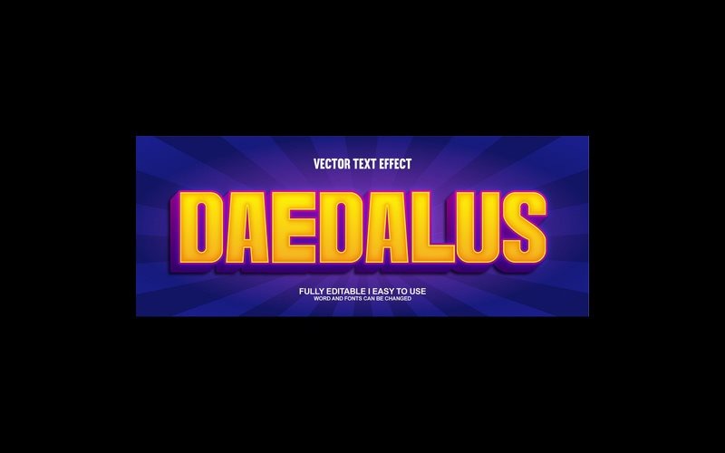 Efeito de texto vetorial 3D totalmente editável Daedalus