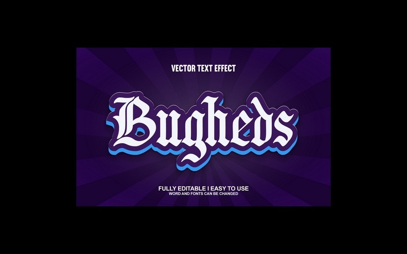 Effet de texte vectoriel 3D entièrement modifiable de Bugheds