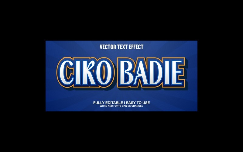 Effet de texte vectoriel 3D entièrement modifiable de Ciko Badie