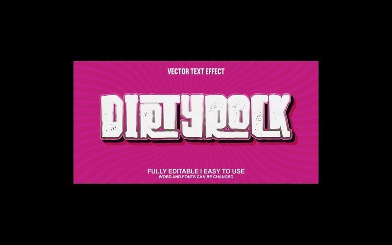 Dirty Rock Tamamen Düzenlenebilir Vektör 3D Metin Efekti
