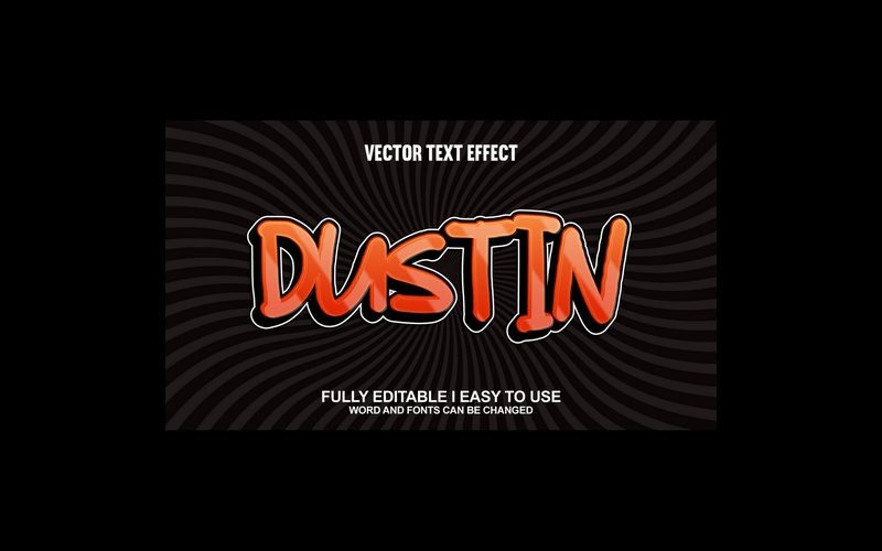 Efecto de texto 3D vectorial totalmente editable de Dustin
