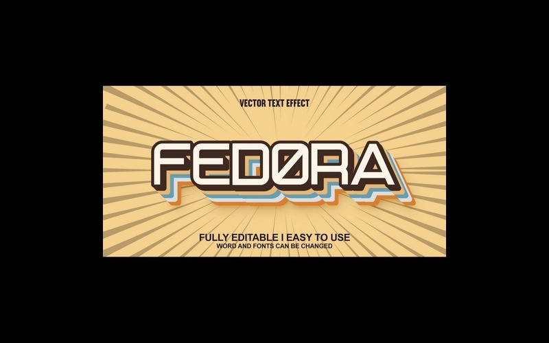 Efecto de texto 3D vectorial totalmente editable de Fedora