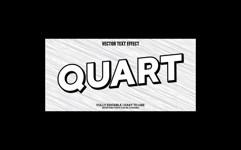 Efecto de texto 3D vectorial totalmente editable de Quart