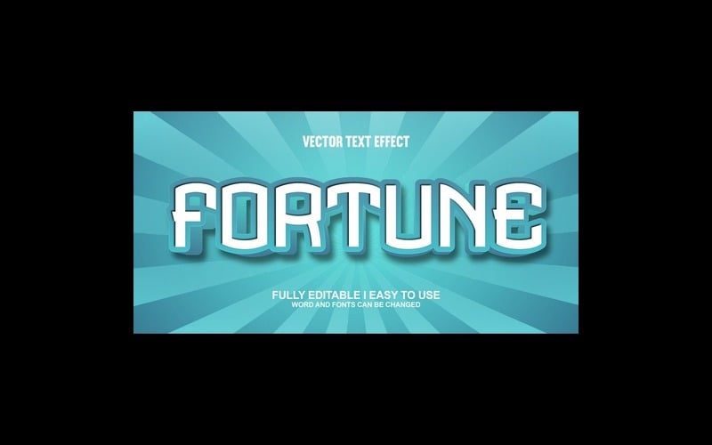 Efeito de texto 3D vetorial totalmente editável Fortune