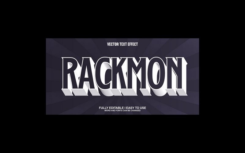 Efeito de texto 3D vetorial totalmente editável Rackmon