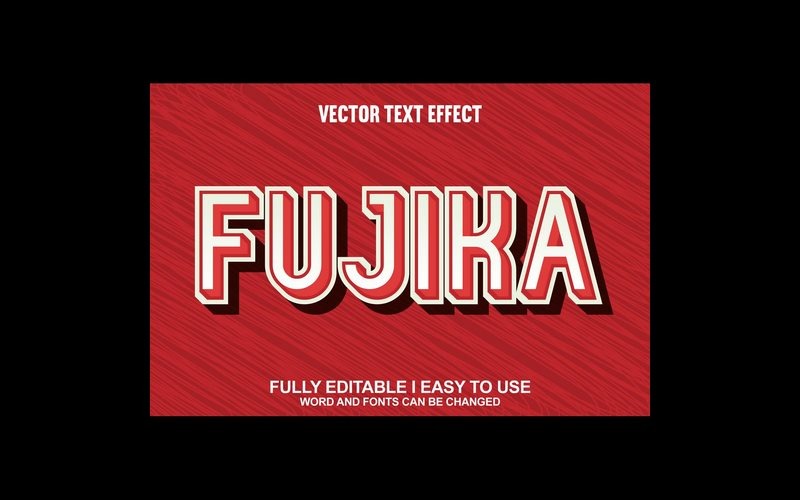 Effet de texte vectoriel 3D entièrement modifiable de Fujika