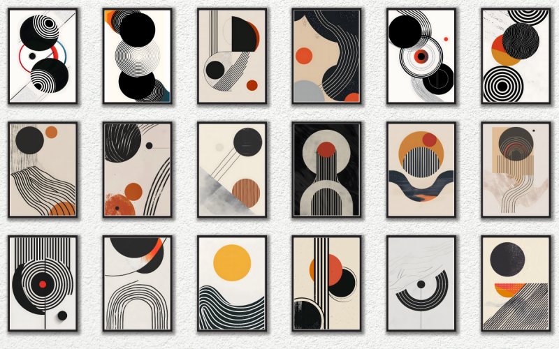 Modern abstrakt väggkonstaffischbunt