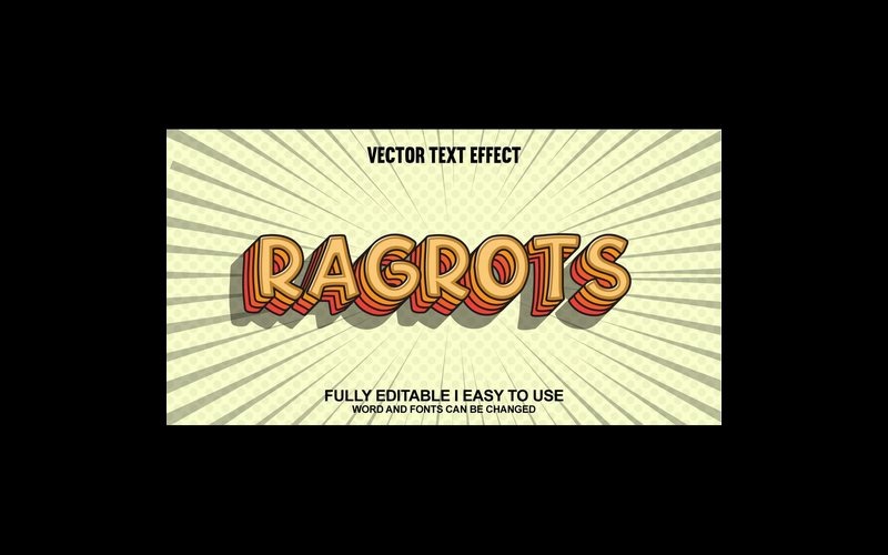Ragrots W pełni edytowalny wektorowy efekt tekstowy 3D