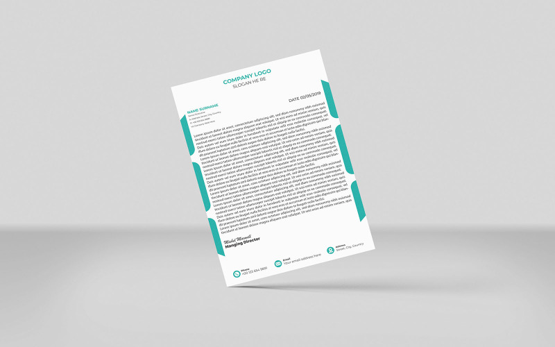 Creatief briefpapier Corporate briefpapier identiteit sjabloon ontwerp (kleur TURQUOISE)