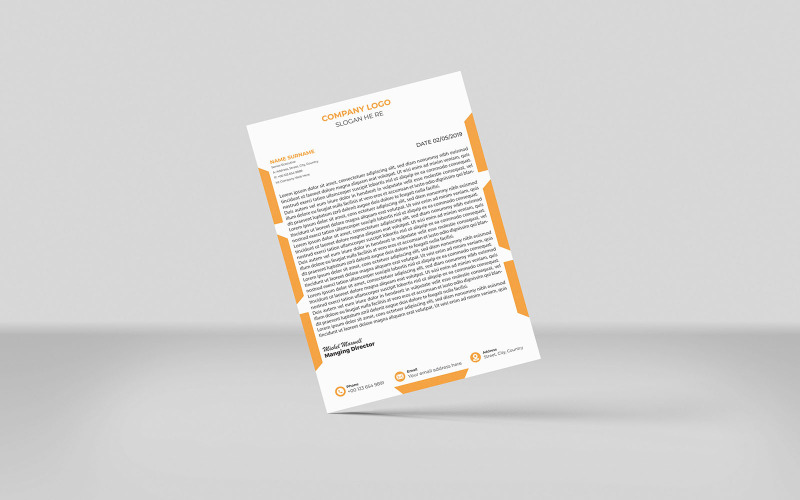 Creatief briefpapier minimalistisch ontwerp (oranje kleur)