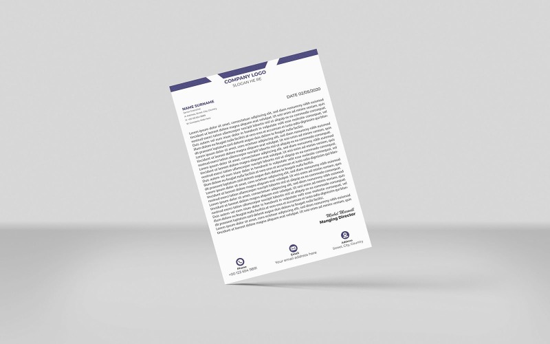 Creative Letterhead Template Design Minimal Style (NAVY BULE color)