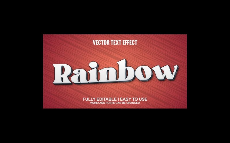 Efecto de texto 3D vectorial totalmente editable con forma de arcoíris