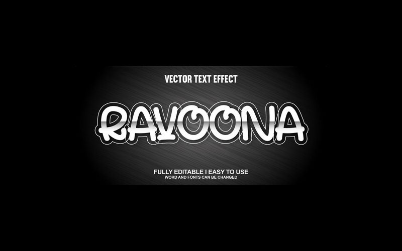 Efecto de texto 3D vectorial totalmente editable de Ravoona
