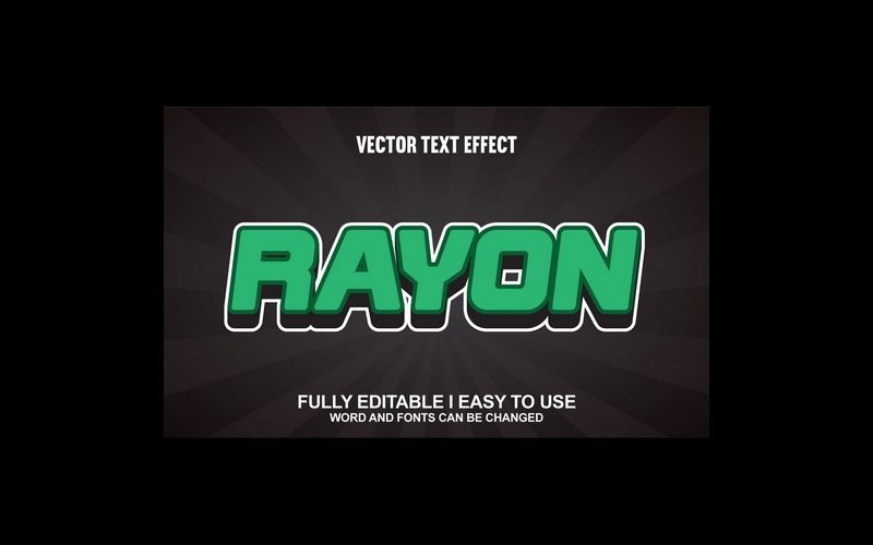 Efecto de texto 3D vectorial totalmente editable de rayón