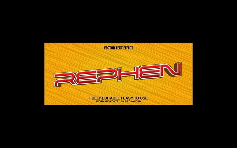 Efecto de texto 3D vectorial totalmente editable de Rephen
