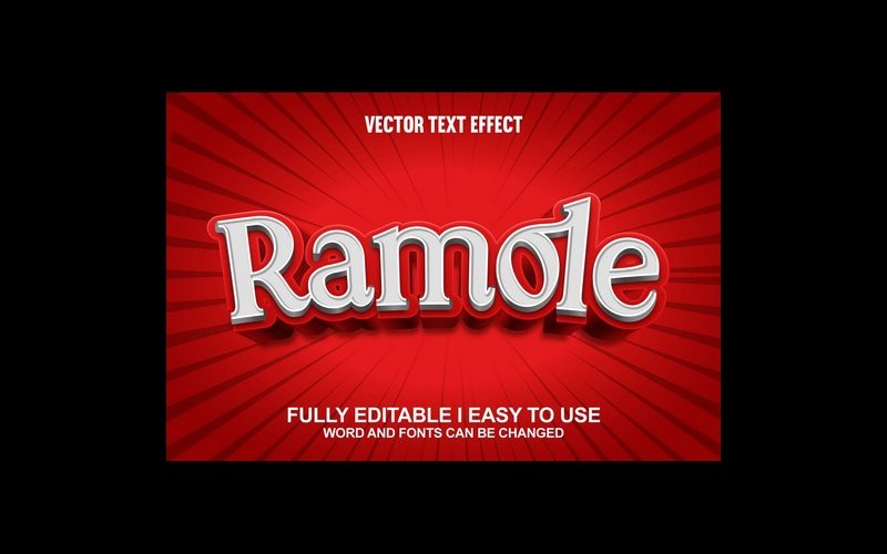Effet de texte vectoriel 3D entièrement modifiable de Ramole
