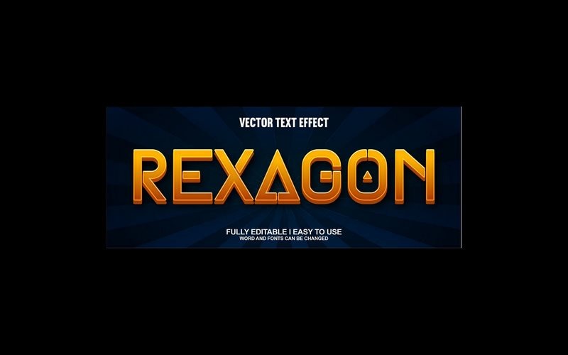 Effetto testo vettoriale 3D completamente modificabile Rexagon