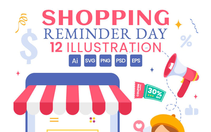 12 Ilustração do Dia do Lembrete de Compras
