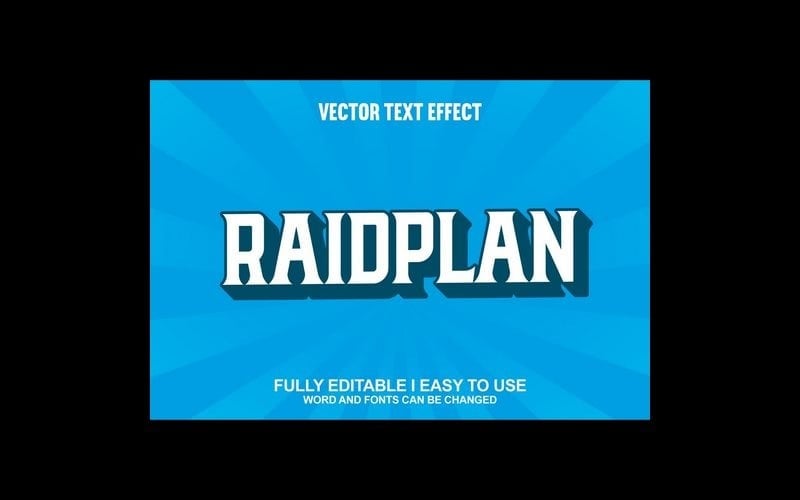 Raidplan Полностью редактируемый векторный 3D текстовый эффект