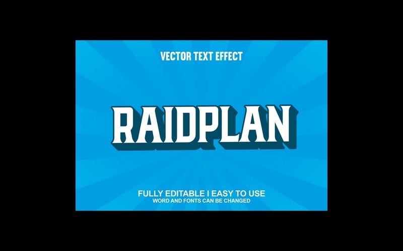 Raidplan Tamamen Düzenlenebilir Vektör 3D Metin Efekti