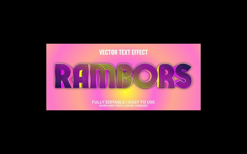 Rambors volledig bewerkbaar vector 3D-texteffect