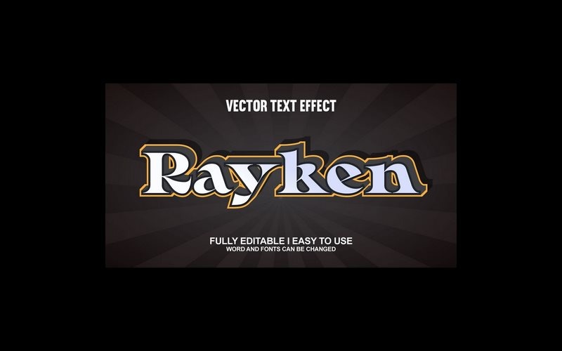 Rayken Полностью редактируемый векторный 3D текстовый эффект
