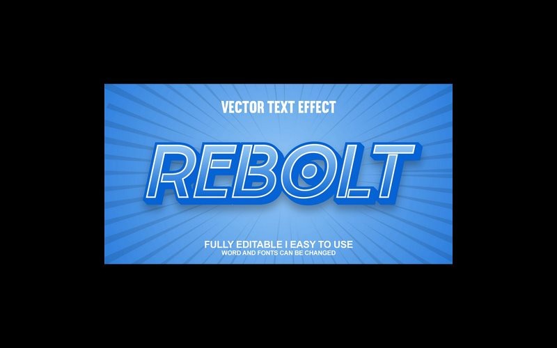 Rebolt helt redigerbar vektor 3D-texteffekt