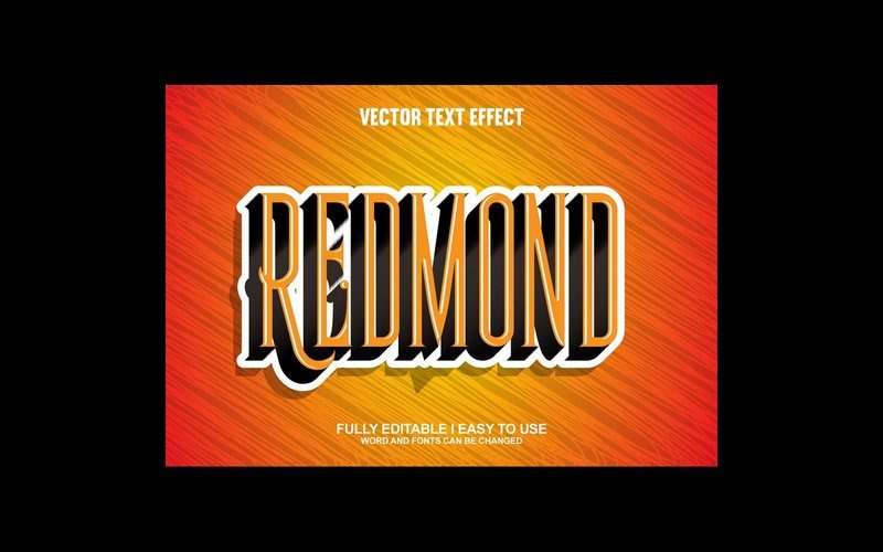 Redmond Volledig bewerkbaar vector 3D-texteffect