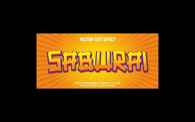 Saburai helt redigerbar vektor 3D-texteffekt