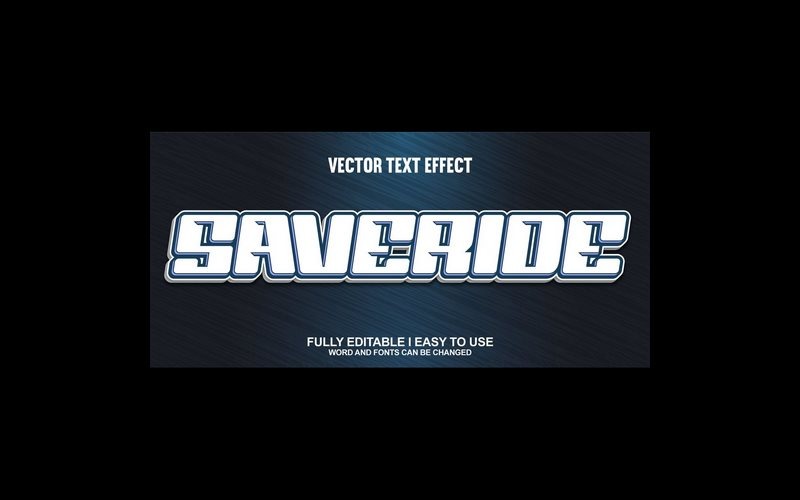 Saveride helt redigerbar vektor 3D-texteffekt