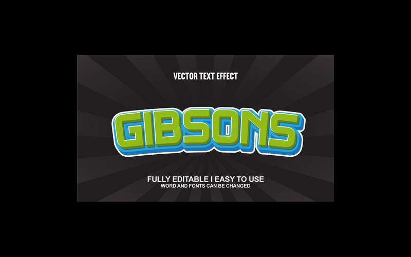 Efeito de texto 3D vetorial totalmente editável da Gibsons