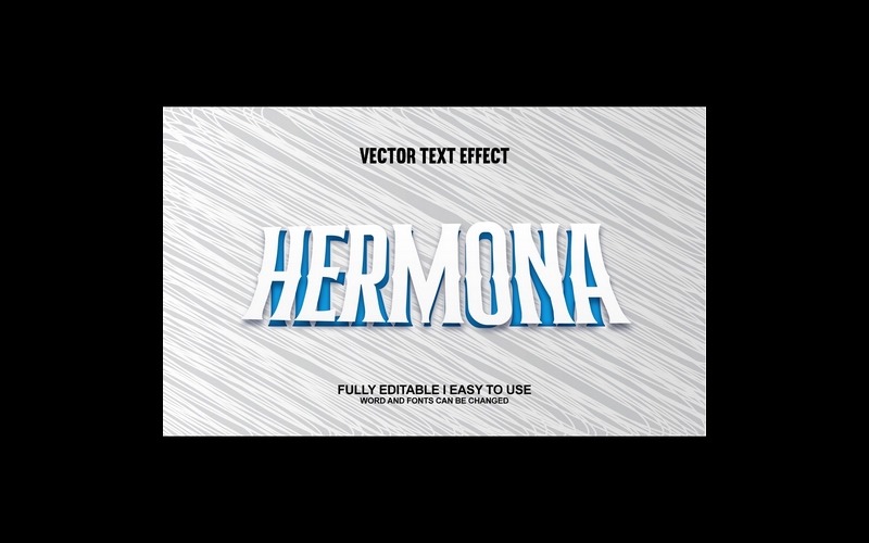 Efeito de texto 3D vetorial totalmente editável Hermona