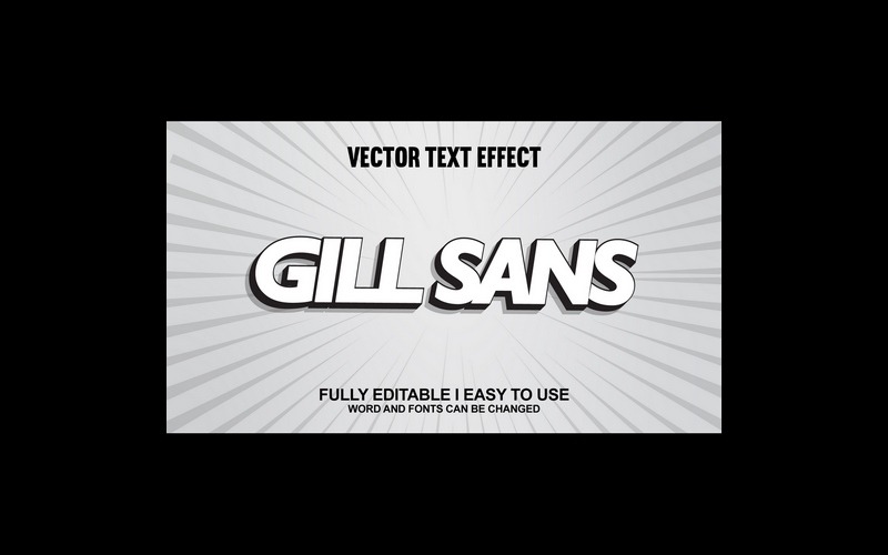 GillSans helt redigerbar vektor 3D-texteffekt