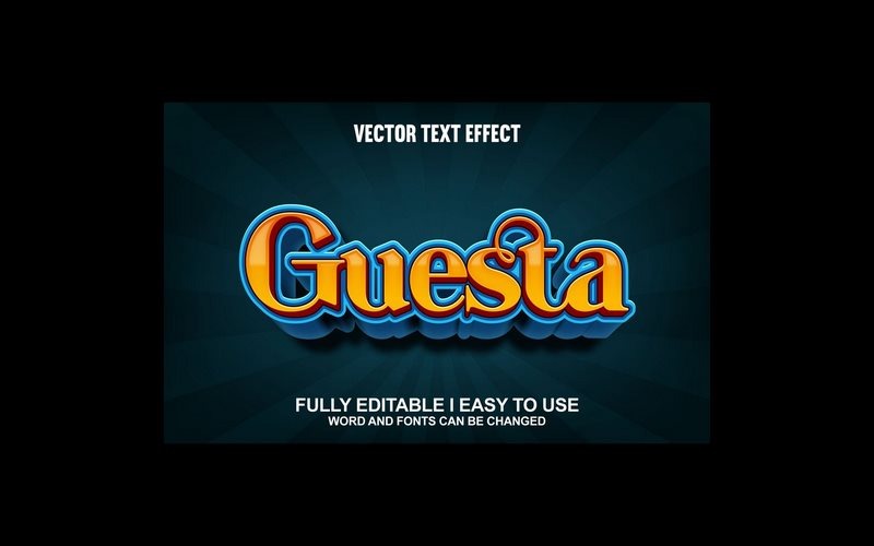 Guesta Tamamen Düzenlenebilir Vektör 3D Metin Efekti