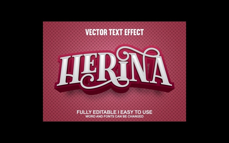 Herina helt redigerbar vektor 3D-texteffekt