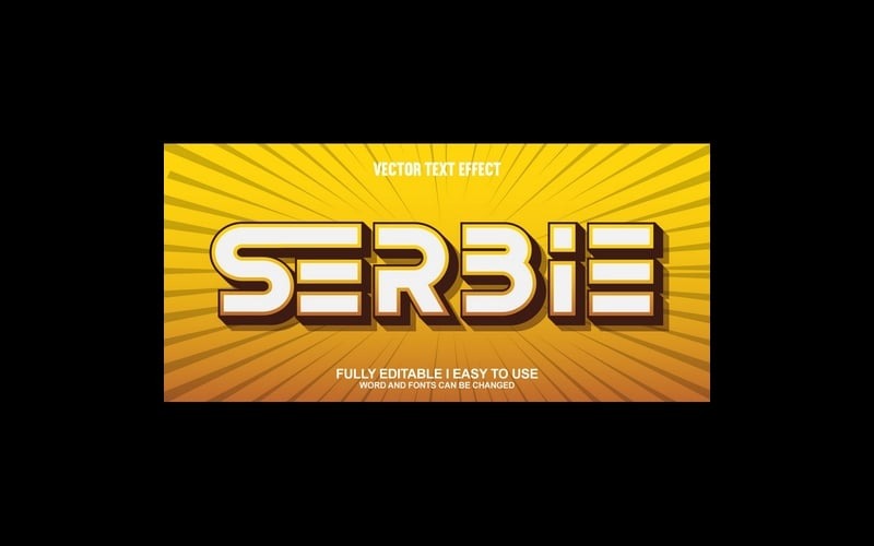 Szerbia teljesen szerkeszthető vektoros 3D szövegeffektus
