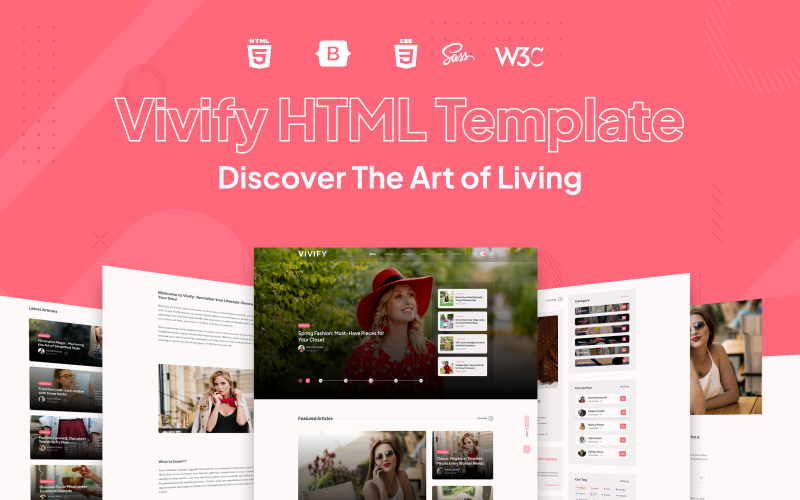 Vivify — шаблон Bootstrap 5 для блога и журнала о моде, уходе за собой, стиле жизни, личных путешествиях