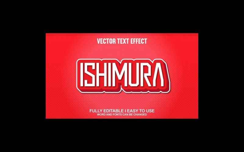 Effet de texte vectoriel 3D entièrement modifiable d'Ishimura