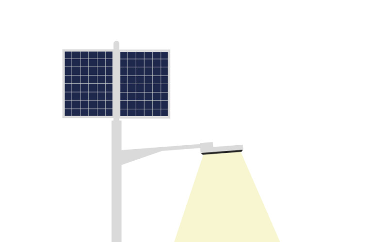 Lampy uliczne z panelami słonecznymi. Ilustracja wektorowa