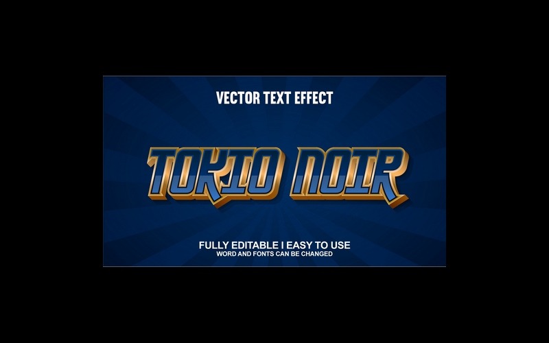 Tokio Noir helt redigerbar vektor 3D-texteffekt