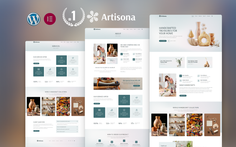 Artisona Handcraft DIY WordPress Elementor-sjabloon