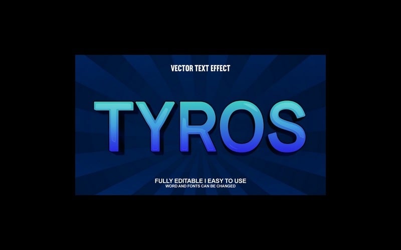 Efecto de texto 3D vectorial totalmente editable de Tyros